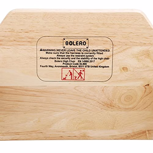 Bolero Chaise haute en bois durable et sécurisée pour bébés, Finition naturelle, Hauteur du siège : 500 mm, Comprend un harnais de taille à 3 points, DL900 3 Bolero Chaise haute en bois durable et sécurisée pour bébés, Finition naturelle, Hauteur du siège : 500 mm, Comprend un harnais de taille à 3 points, DL900 pas cher
