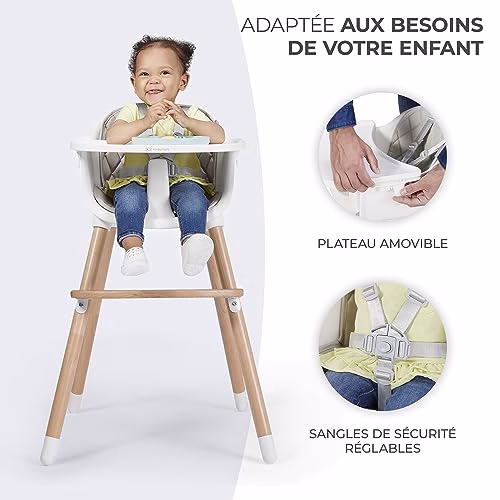 Kinderkraft Chaise Haute Bébé SIENNA, Plateau Amovible, 2 en 1, Chaise Enfant, Gris 4 Kinderkraft Chaise Haute Bébé SIENNA, Plateau Amovible, 2 en 1, Chaise Enfant, Gris pas cher
