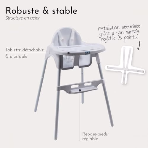Monsieur Bébé – Chaise haute enfant, réglable hauteur et tablette – Plusieurs coloris 3 Monsieur Bébé – Chaise haute enfant, réglable hauteur et tablette – Plusieurs coloris pas cher