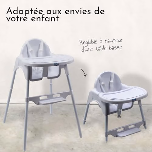Monsieur Bébé – Chaise haute enfant, réglable hauteur et tablette – Plusieurs coloris 4 Monsieur Bébé – Chaise haute enfant, réglable hauteur et tablette – Plusieurs coloris pas cher