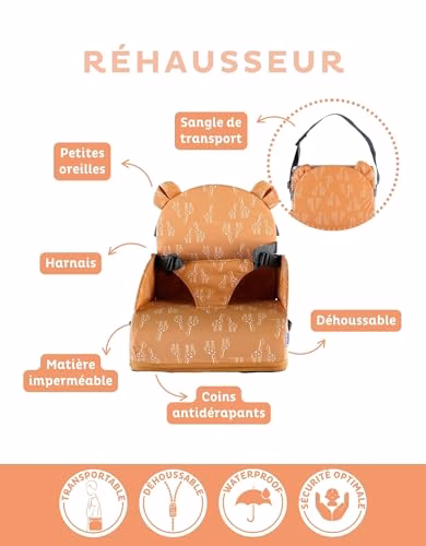 NOUKIE’S – Rehausseur Ocre Bébé de 9 mois à 3 ans Chaise Enfant avec Dossier et Coussin- Léger, Pliable et Nomade – Harnais, Sécurité – Imperméable, Déhoussable et Lavable – Max 13 kg – Idéal Voyage 5 NOUKIE’S – Rehausseur Ocre Bébé de 9 mois à 3 ans Chaise Enfant avec Dossier et Coussin- Léger, Pliable et Nomade – Harnais, Sécurité – Imperméable, Déhoussable et Lavable – Max 13 kg – Idéal Voyage pas cher