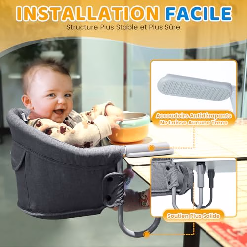 Orzbow Chaise Bebe de Table, Siège de Table pour Bébé avec Harnais 5 Points, Rembourrage Supplémentaire pour la Sangle d’épaule, pour Maison et Voyage, Gris Classique 2 Orzbow Chaise Bebe de Table, Siège de Table pour Bébé avec Harnais 5 Points, Rembourrage Supplémentaire pour la Sangle d’épaule, pour Maison et Voyage, Gris Classique pas cher