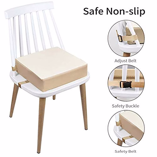 Portable Réhausseur Coussin de Siège Chaise Haute Lavable avec Boucle de Sécurité pour Repas Voyage de Bébé Bambin Enfant Tout-Petit (Beige) 4 Portable Réhausseur Coussin de Siège Chaise Haute Lavable avec Boucle de Sécurité pour Repas Voyage de Bébé Bambin Enfant Tout-Petit (Beige) pas cher