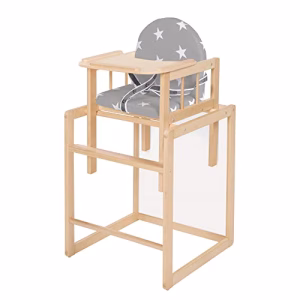 roba Chaise Haute Little Stars en Bois – Siège Rembourré en Design d&rsquo;Étoiles – Convertible en Table et Chaise – Naturel pas cher